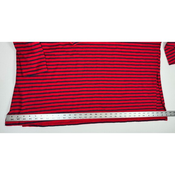 Mersea Catalina Slub Knit Top Women One Size Red Navy Stripe Relaxed Coastal Tee - Picture 9 of 12